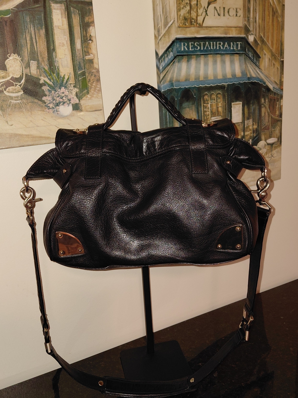 Mulberry Black Leather Alexa Messenger Satchel Tote Crossbody Bag. VGC! - Picture 2 of 14